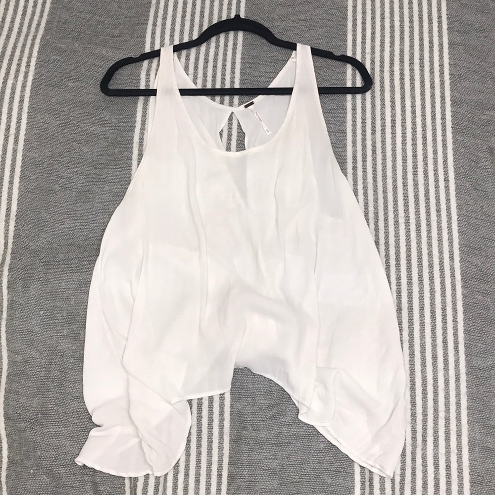 Free People white open back summer shift tank top